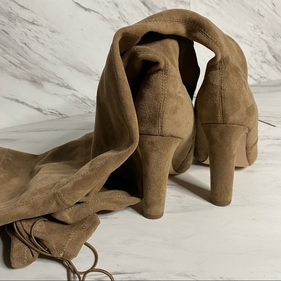 JustFab Jesyna Thigh High Taupe Brown Sueded Wide Calf Boot SZ 8 - Picture 4 of 7